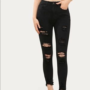 High-Rise Distressed Skinny Jeans